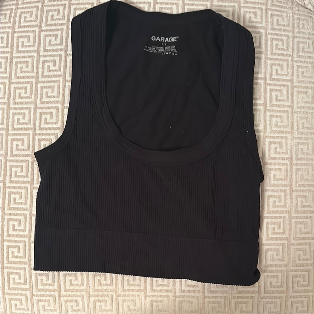 Garage Black Sleeveless Ribbed Top